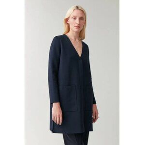 COS Knitted Long Cardigan In Navy M